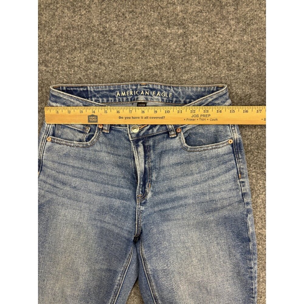 American Eagle Jeans Womens 4 Blue Highest Rise Mom Jean Stretch Distressed - Picture 3 of 9
